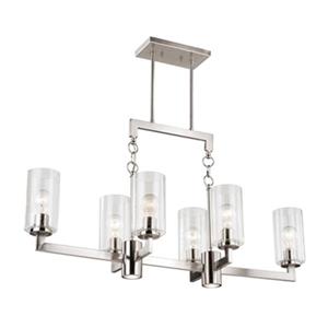 Cascadia Addison 8-Light LED Nickel Island Pendant Light with Light Switch