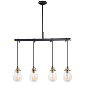 Cascadia Kassidy 4-Light Black Teardrop Chandelier Island Pendant Light