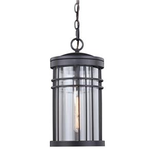 Cascadia Wrightwood 1-Light Black Outdoor Cylinder Pendant Light