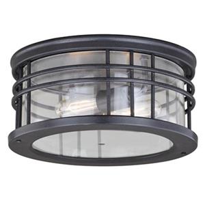Cascadia Wrightwood 2-Light Black Round Outdoor Flush Mount Ceiling Light
