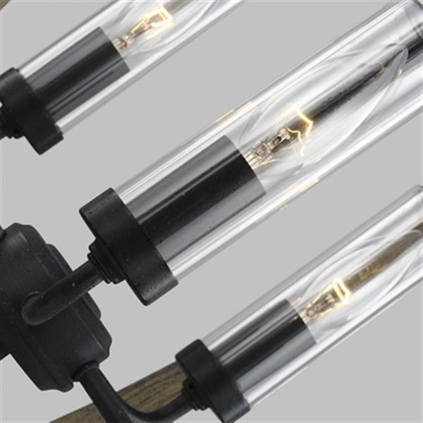 Generation Lighting Allier Collection 24-in x 27.88-in Weathered Oak Wood Clear Glass 5-Light Pendant Light