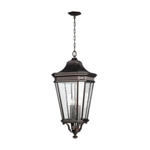 Feiss Cotswold Lane Collection 13.62-in x 31-in Grecian Bronze 4-Light Lantern Pendant Light