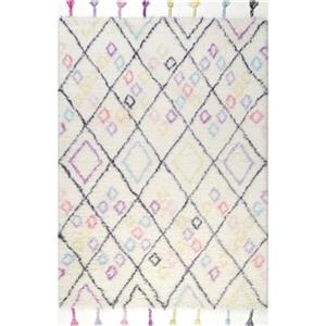 nuLOOM Moroccan Diamonds Annice Shaggy 5-ft x 7-ft Cream Kids Area Rug
