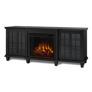 Foyer électrique Marlowe Real Flame noir pour centre de divertissement, 30,44 po x 70 po