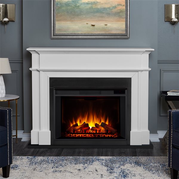 Real Flame Harlan Grand 44 12 In X 55, White Electric Fireplace With Shelves