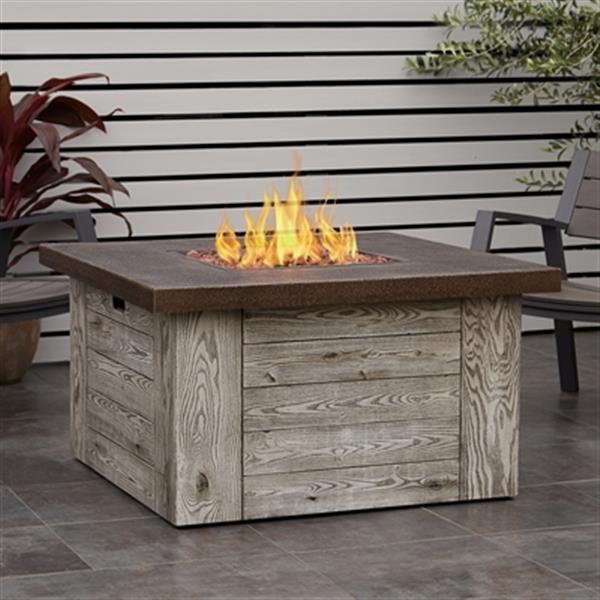 Real Flame Forest Ridge 42" Square Outdoor Propane Fire Table in Weathered Gray