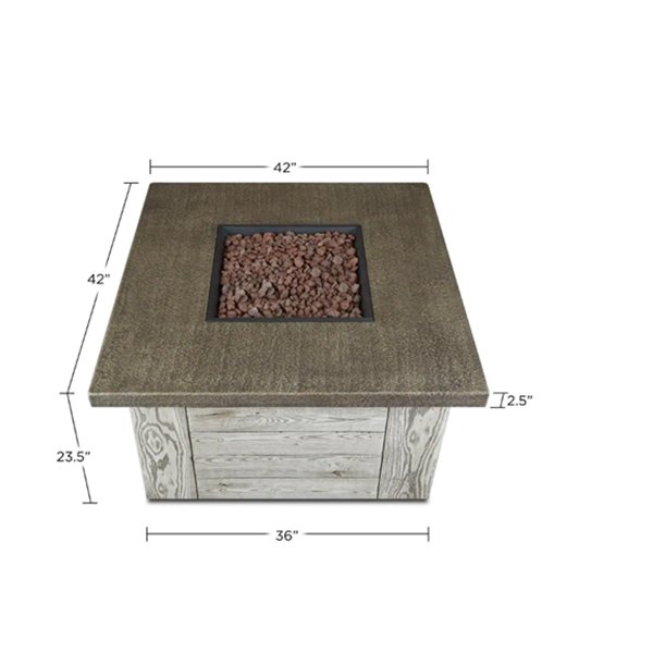 Real Flame Forest Ridge 42" Square Outdoor Propane Fire Table in Weathered Gray