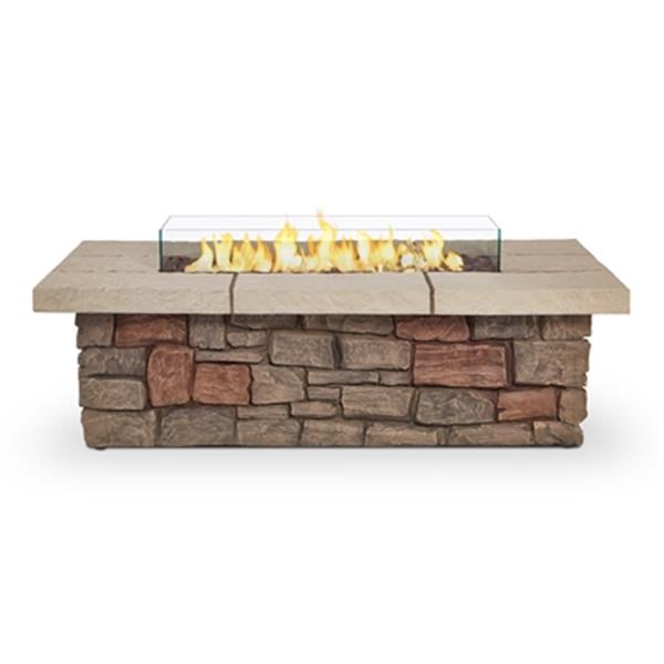 Real Flame Sedona 52" Rectangle Outdoor Propane Fire Table in Buff with Natural Gas Conversion Kit