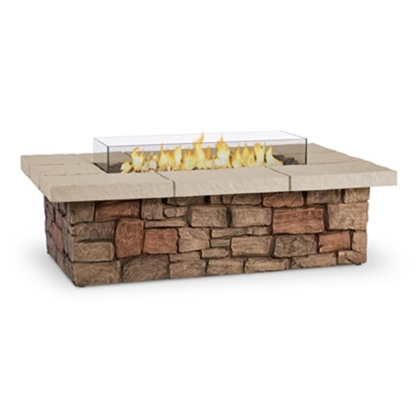 Real Flame Sedona 52" Rectangle Outdoor Propane Fire Table in Buff with Natural Gas Conversion Kit