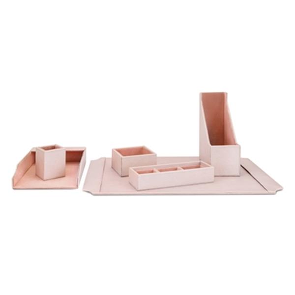 Imax Worldwide Beth Kushnick Pink Faux Leather Desk Set In Gift