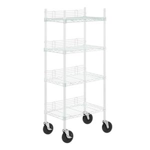 Honey Can Do White Adjustable Storage Shelving Unit with Wheels