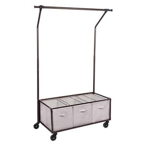 Honey Can Do Bronze Portable Garment Rack with Storage Bins,