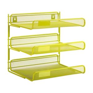 Honey Can Do 12.50-in x 2.91-in Lime Green 3 Tier Mesh Desk Organizer