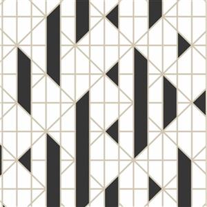 Graham & Brown Kelly Hoppen 56 sq ft Black/White Linear Unpasted Wallpaper