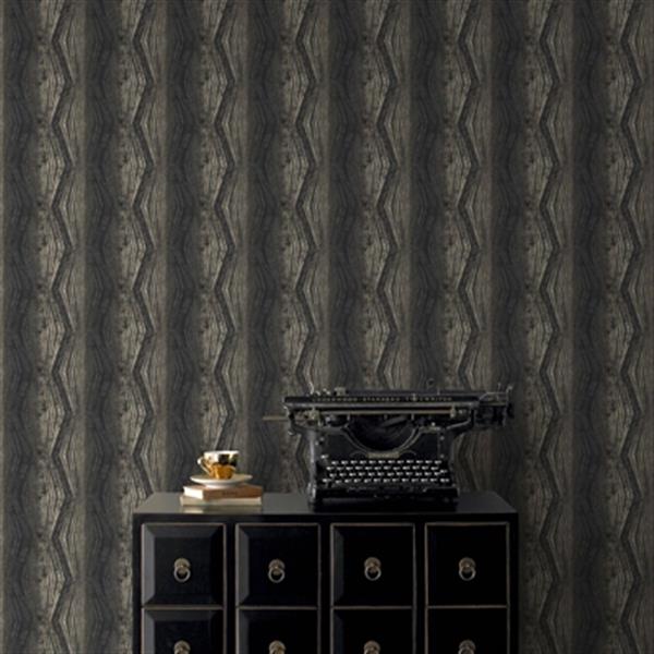 Graham & Brown Vermeil 56 sq ft Charcoal Stripe Unpasted Wallpaper