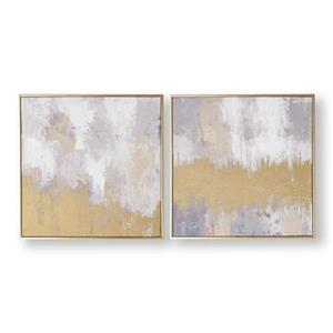 Graham & Brown 19.70-in x 19.70-in Laguna Mist Abstract Hand Painted Canvas (Set of 2)
