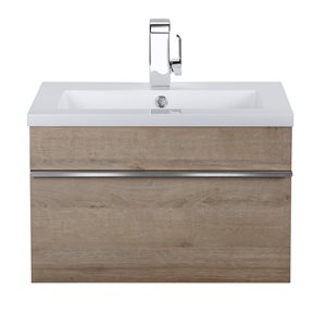 Cutler Kitchen & Bath Trough 24-in Brown Single Sink Bathroom Vanity with White Acrylic Top