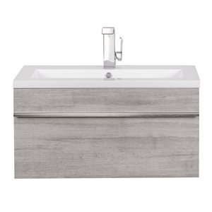 Cutler Kitchen & Bath Trough 30-in Light Grey Single Sink Bathroom Vanity with White Acrylic Top