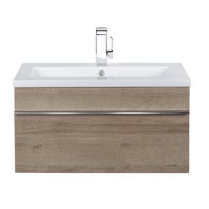 Cutler Kitchen & Bath Trough 30-in Brown Single Sink Bathroom Vanity with White Acrylic Top