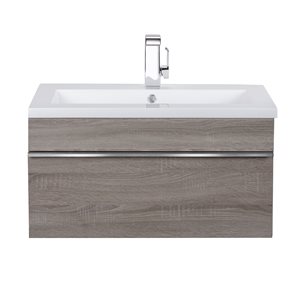 Cutler Kitchen & Bath Trough 30-in Grey Single Sink Bathroom Vanity with White Acrylic Top