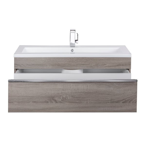 Cutler Kitchen & Bath Trough 42-in Grey Single Sink Bathroom Vanity with White Acrylic Top