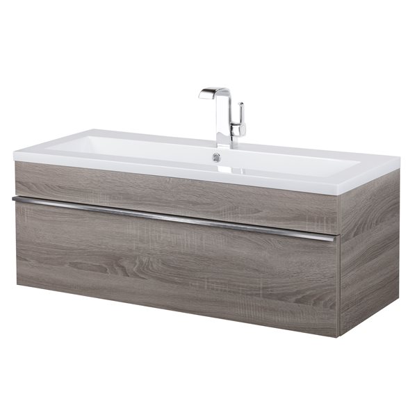 Cutler Kitchen & Bath Trough 42-in Grey Single Sink Bathroom Vanity with White Acrylic Top