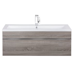 Cutler Kitchen & Bath Trough 42-in Grey Single Sink Bathroom Vanity with White Acrylic Top