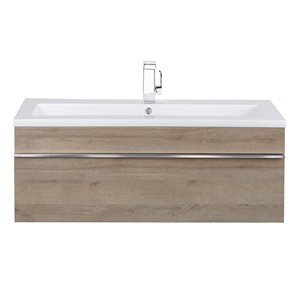 Cutler Kitchen & Bath Trough 42-in Brown Single Sink Bathroom Vanity with White Acrylic Top