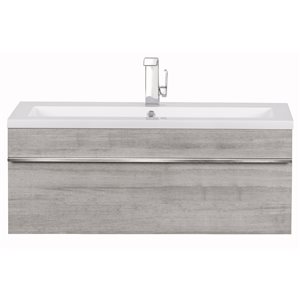 Cutler Kitchen & Bath Trough 42-in Light Grey Single Sink Bathroom Vanity with White Acrylic Top