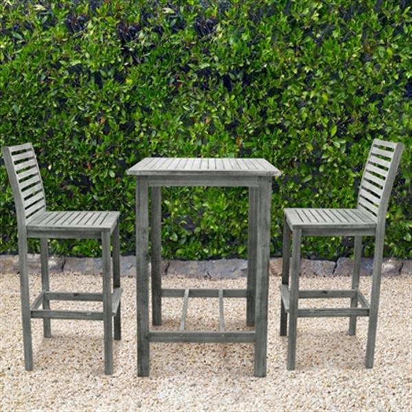 Vifah Renaissance Outdoor Patio Hand Scraped Wood 3 Piece Bar Set V1355set2 Rona