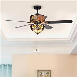 Warehouse of Tiffany Jyrku 53.9-in Black 6-Light Ceiling Fan