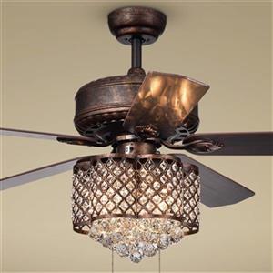 Warehouse of Tiffany Pshita 3-Light Ceiling Fan- 52-in- Bronze