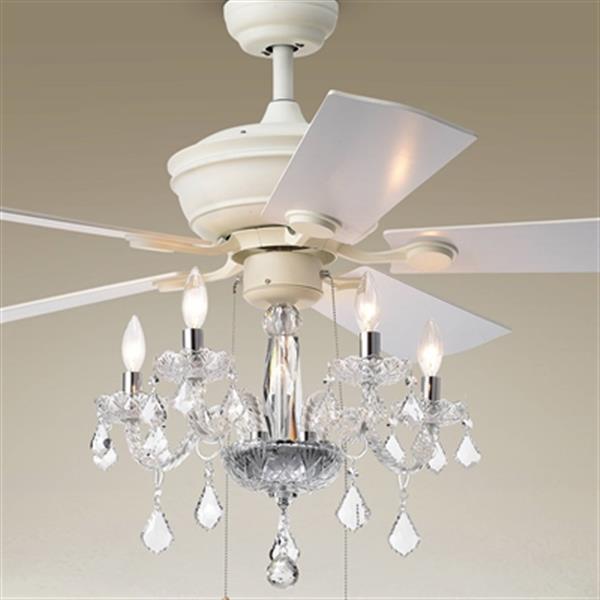 Warehouse Of Tiffany Havorand Ii 52 In White 5 Light Ceiling Fan