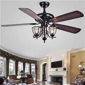 Warehouse of Tiffany Mirabelle 52-in Vintage 3-Light Ceiling Fan