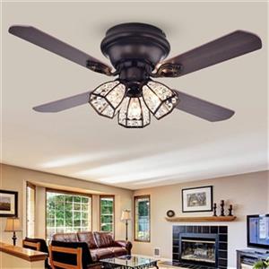 Warehouse of Tiffany Tarudor 3-Light 4-Blade Ceiling Fan - 42-in - Bronze