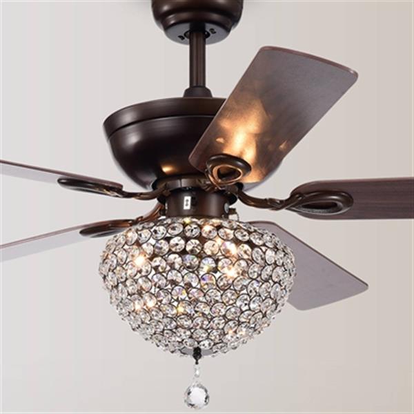 Light Ceiling Fan With Crystal Shade, Elegant Ceiling Fans With Crystals