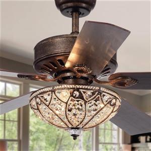 Warehouse of Tiffany Empire 52-in Antique Speckled Bronze 3-Light Ceiling Fan