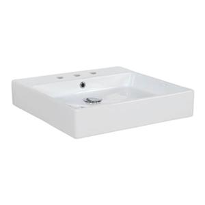 WS Bath Collections Simple 19.70-in x 19.70-in White Ceramic Square Wall Mount/Vessel Sink