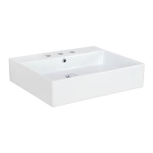 WS Bath Collections Simple 23.60-in x 19.70-in White Ceramic Square Wall Mount/Vessel Sink