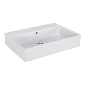 WS Bath Collections Simple 27.60-in x 19.70-in White Ceramic Rectangular Wall Mount/Vessel Sink