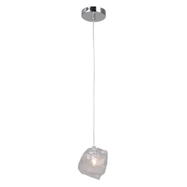 Design Living 6-in Clear Distorted Glass Single Mini Pendant Light