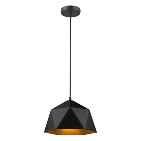 Design Living 10.2-in Black / Gold Single Mini Pendant Light