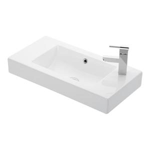 WS Bath Collections Minimal 27.60-in x 14.20-in White Ceramic Rectangular Wall Mount/Vessel Sink