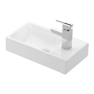 WS Bath Collections Minimal 17.90-in x 10.20-in White Ceramic Rectangular Wall Mount/Vessel Sink