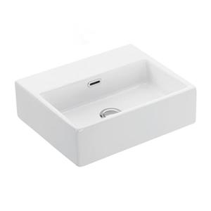 WS Bath Collections Quattro 16.90-in x 14.40-in White Ceramic Rectangular Wall Mount/Vessel Sink