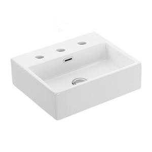 WS Bath Collections Quattro 16.90-in x 14.40-in White Ceramic Rectangular Wall Mount/Vessel Sink