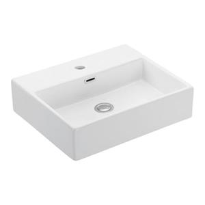 WS Bath Collections Quattro 19.50-in x 16.50-in White Ceramic Rectangular Wall Mount/Vessel Sink