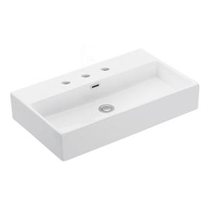 WS Bath Collections Quattro 27.60-in x 16.40 White Ceramic Rectangular Wall Mount/Vessel Sink