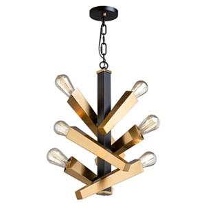 Artcraft Lighting Olympia 10-in Black/Satin Brass 6-Light Chandelier