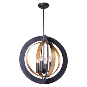 Artcraft Lighting Capri 21-in Dark Bronze/Satin Brass 4-Light Chandelier